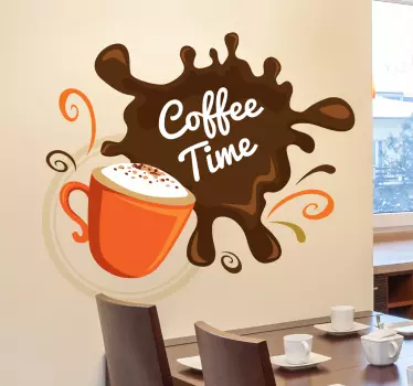 Muursticker keuken met coffee time vlek - TenStickers