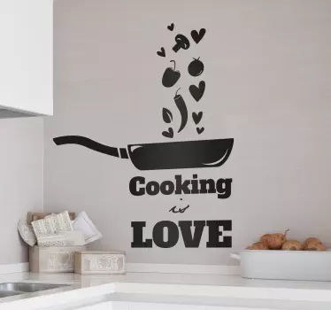 Muursticker keuken cooking is love - TenStickers