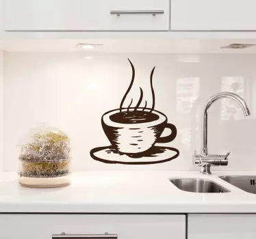 Muursticker Decoratieve Kop Koffie - TenStickers
