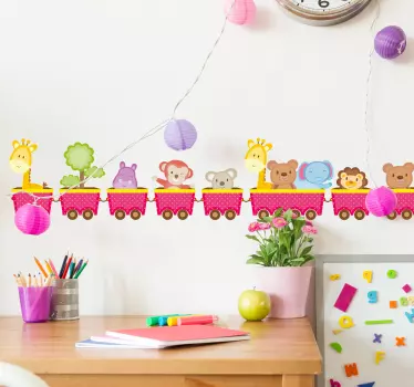 Muursticker dieren in karren - TenStickers