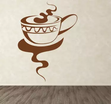 Muursticker keuken elegante kop koffie - TenStickers