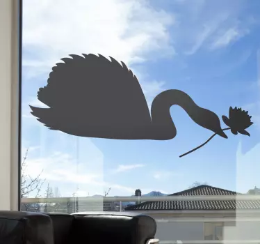 Raamsticker zwaan met bloem - TenStickers
