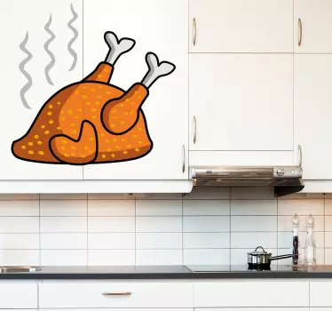Muursticker keuken gebraden kip - TenStickers