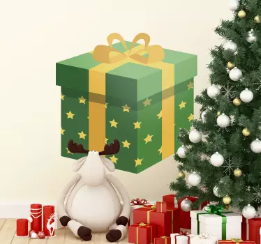 Muursticker groen cadeau - TenStickers