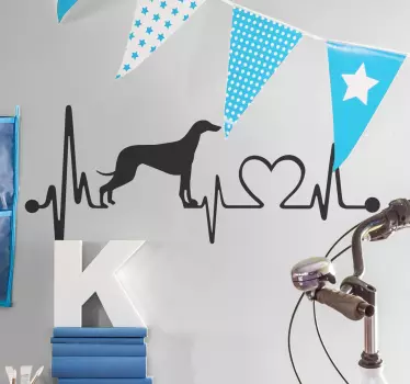 Muursticker hartlijn met hond - TenStickers
