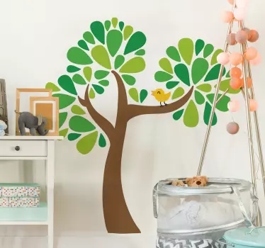 Muursticker kinderkamer met boom vogel - TenStickers