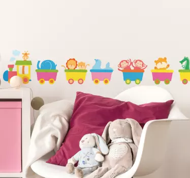 Muursticker kinderkamer trein dieren - TenStickers
