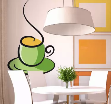 Muursticker kop koffie groen - TenStickers
