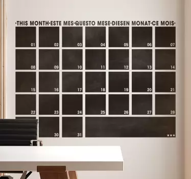Muursticker keuken krijtbord maand Planning - TenStickers