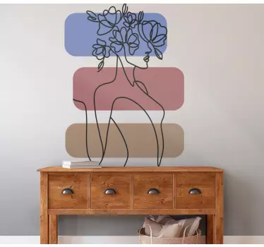 Muursticker kunst bloemen silhouet profiel - TenStickers