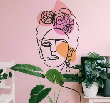 Muursticker kunst gestileerd vrouwelijk portret - TenStickers