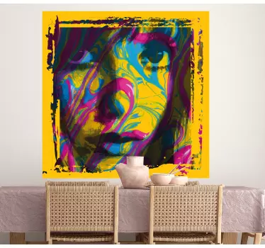Muursticker kunst levendig abstract gezicht - TenStickers