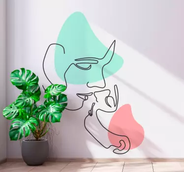 Muursticker kunst minimalistisch lijnportret - TenStickers
