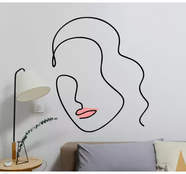 Muursticker kunst minimalistische lijn gezicht - TenStickers