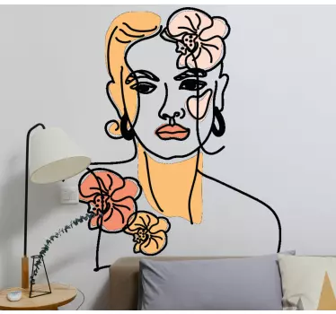 Muursticker kunst moderne vrouw illustratie - TenStickers