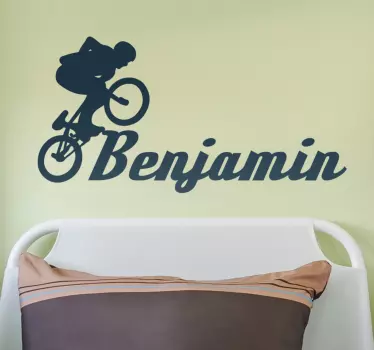 Muursticker Mountainbiker Naam - TenStickers