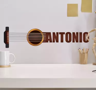 Muzieksticker gitaar met naam - TenStickers