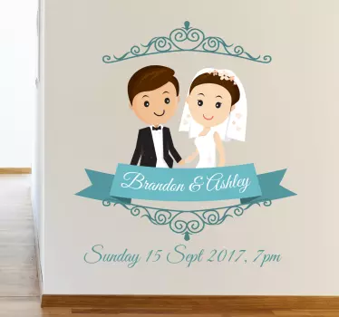 Muursticker personaliseerbaar getrouwd stel - TenStickers