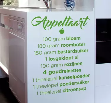 Tekst sticker recept Appeltaart - TenStickers