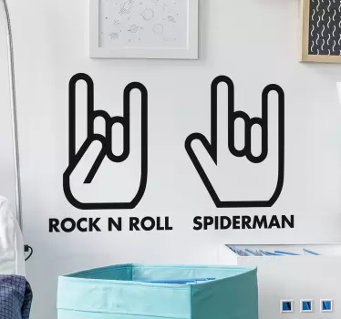Muursticker Rock n Roll en Spiderman gebaren - TenStickers