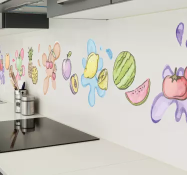 Muursticker sierrand fruit aquarel - TenStickers