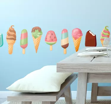 Muursticker sierrand ijsjes ijscoman - TenStickers