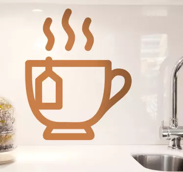 Muursticker simplistische kop thee - TenStickers