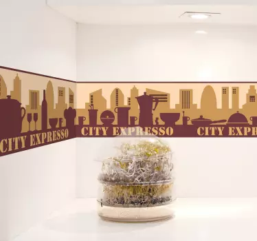 Muursticker stad bruin silhouet - TenStickers