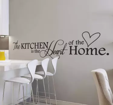 Muursticker keuken tekst kitchen heart of home - TenStickers