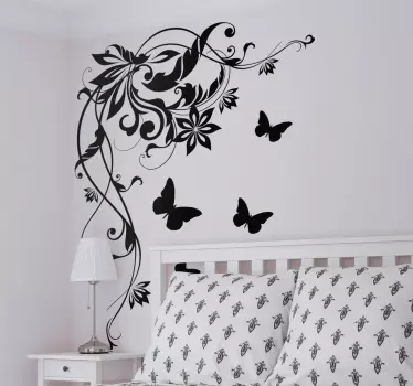 Muursticker vlinders en bloemen - TenStickers