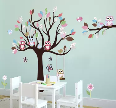 Muursticker kinderkamer vogels in boom - TenStickers