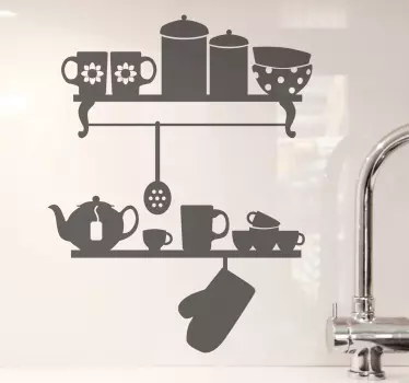 Muursticker keukengerei wandplank - TenStickers