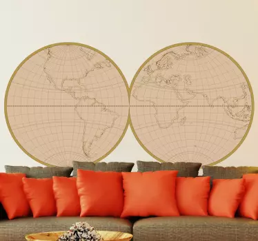 Muurdecoratie stickers wereldkaart bolle delen - TenStickers