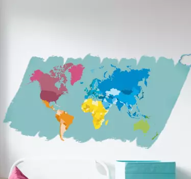 Muurdecoratie stickers wereldkaart kleuren - TenStickers