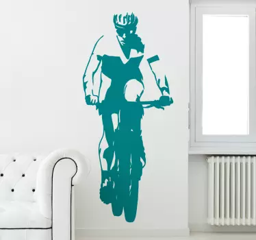 Muursticker wielrenner voorhoofd - TenStickers