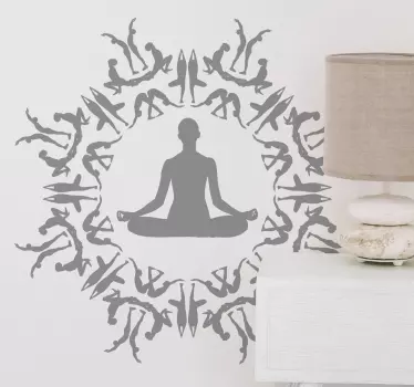 Muursticker yoga figuren cirkel - TenStickers