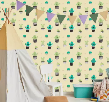 Kinderkamer muursticker cactus patroon tekening - TenStickers
