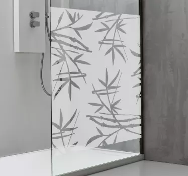 Douchewand sticker transparante bamboe - TenStickers