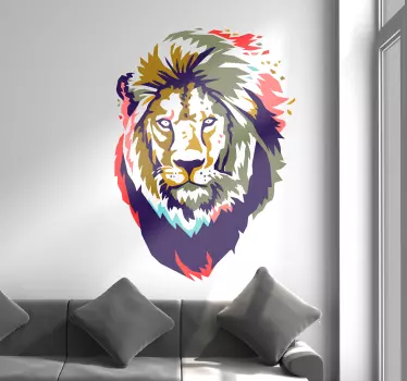 Tienerkamer Muursticker Kleurrijke Afrikaanse Leeuw - TenStickers