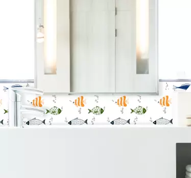 Badkamer stickerrand vissen - TenStickers