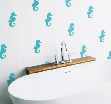 Silhouette muursticker badkamer met zeepaarden - TenStickers