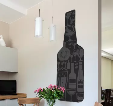 Muurstickers drinken Wijnfles met cocktails - TenStickers