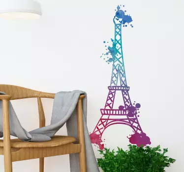Eifel tower muursticker woonkamer waterverf - TenStickers