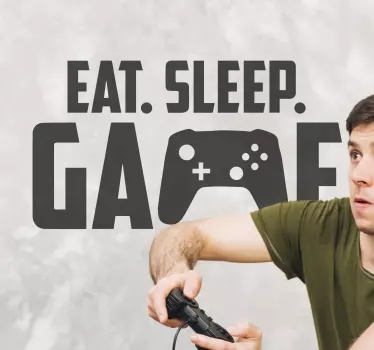 Muurstickers games Jeugdige gamer eet slaap en speel - TenStickers
