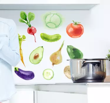 Muursticker keuken fruit en groenten - TenStickers