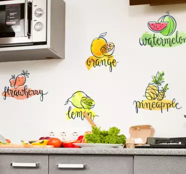 Tekst muursticker fruitnamen - TenStickers