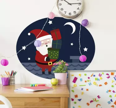 Feestdagen sticker Kerstman met geschenken - TenStickers