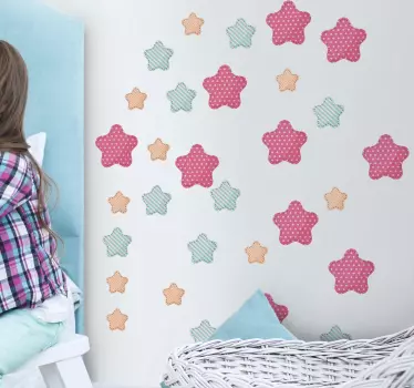 Set van 30 babykamer muursticker sterren patronen - TenStickers