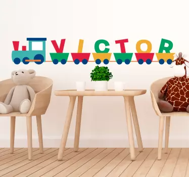 Muurstickers babykamer trein en naam - TenStickers