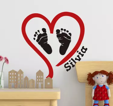 Muurstickers babykamer voetjes en hartje - TenStickers